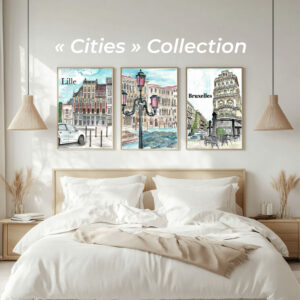 Lot de 3 villes à peindre :  Lille, Venise et Bruxelles (affiches A3)
