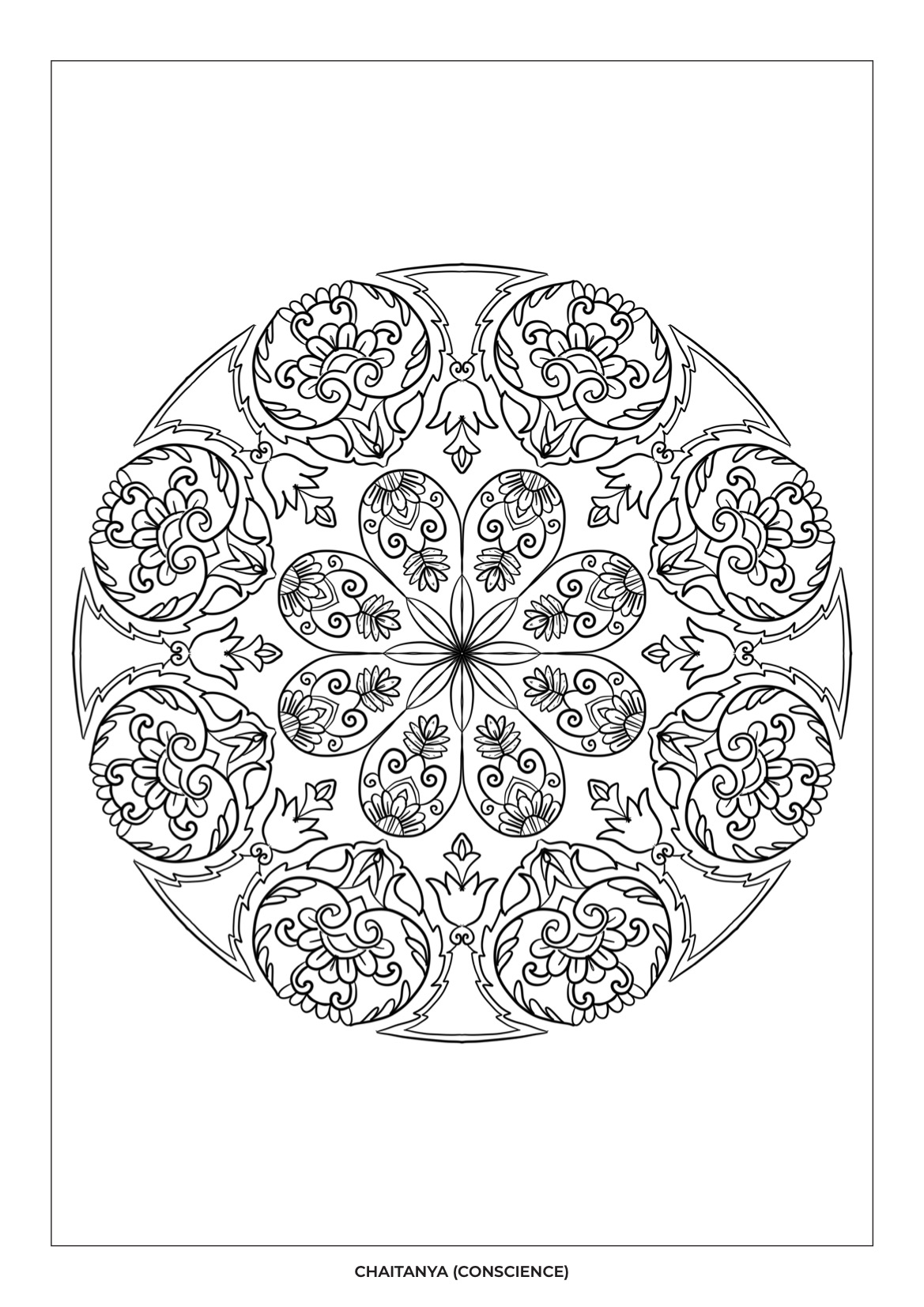 Affiche A3 à peindre - Mandala "CHAITANYA"